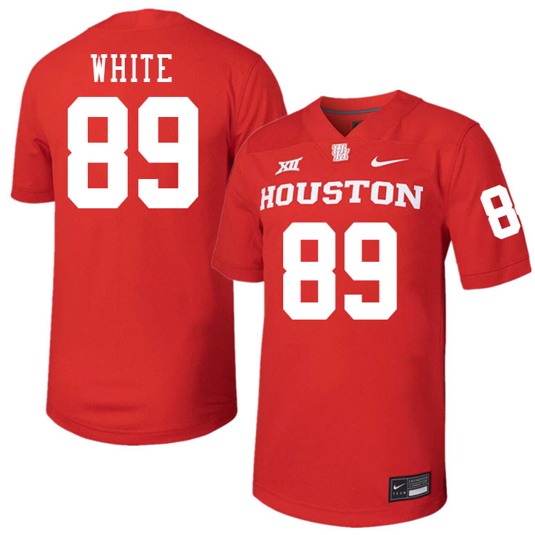 Men #89 Kolby White Houston Cougars College Football Jerseys Stitched-Red